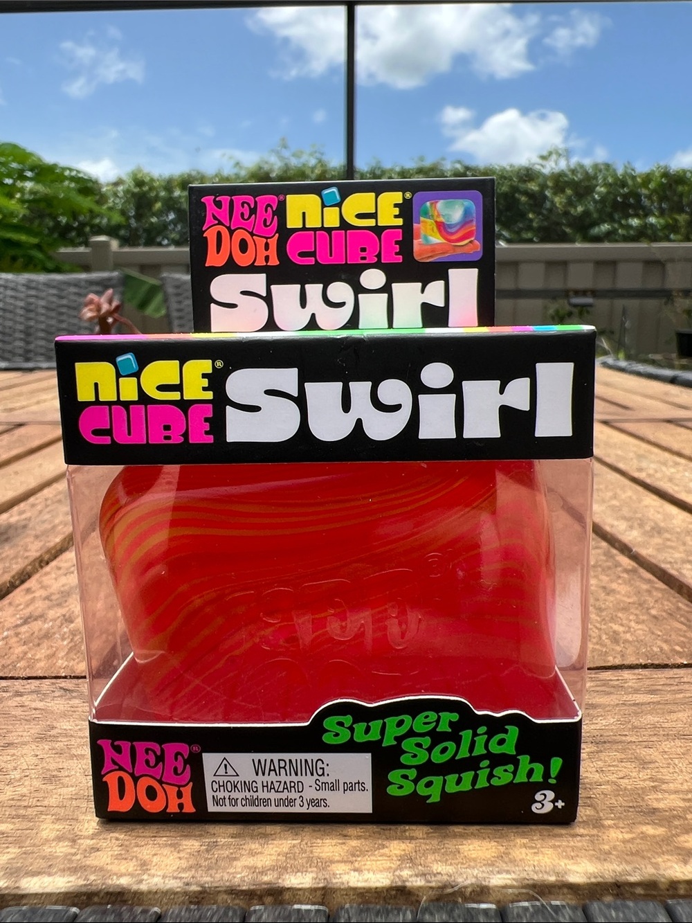 **AUTHENTIC** NeeDoh Nice Cube Swirl Red/Orange Squish Toy